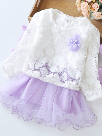 Baby Bundle of Joy Lace Top Tutu Skirt Dress - Lilac