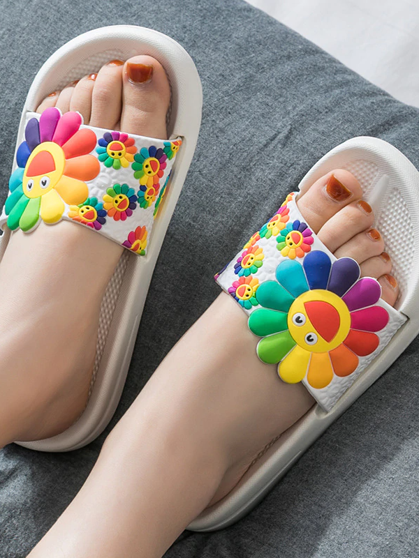 Women's Smile Sunflower Slides By Liv and Mia