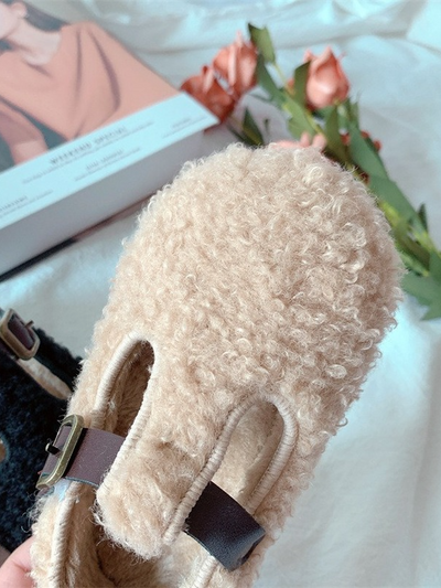 Wooly Warm T-Strap Flats by Liv and Mia