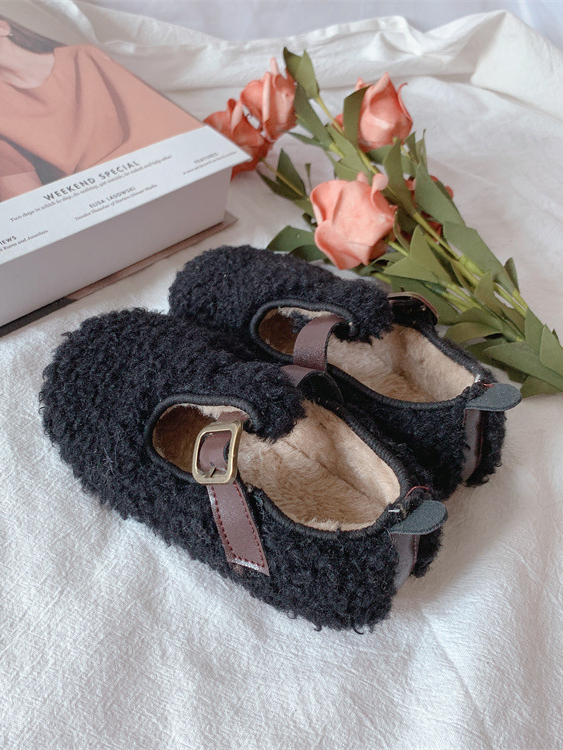 Wooly Warm T-Strap Flats by Liv and Mia
