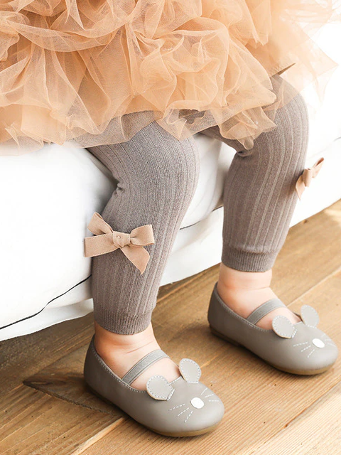 Baby Happy-BOW-Lucky Ribbed Leggings Grey