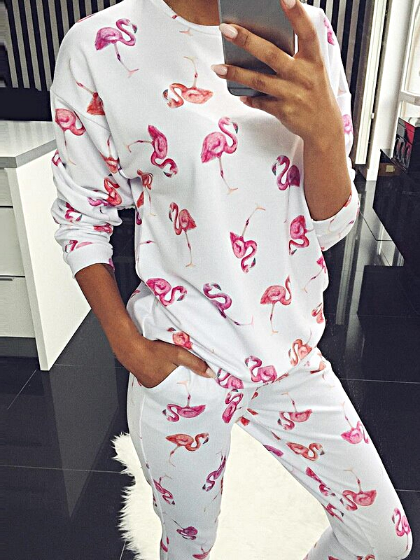 Women's Pink Flamingo Loungewear Jogger Set