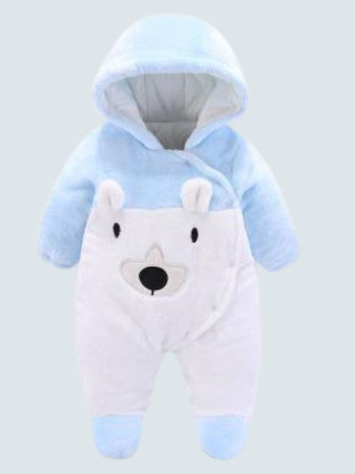 Baby Bear Necessities Hooded Fleece Footie Pajamas - Light Blue