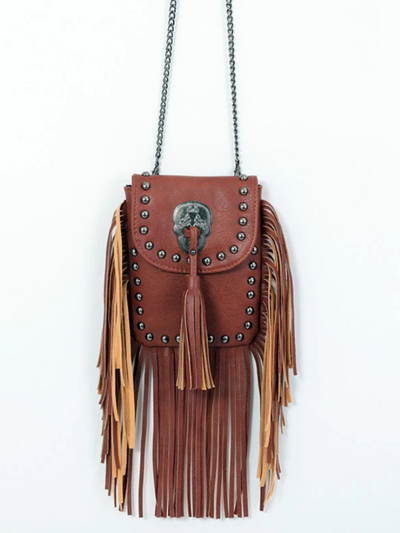 Girls Clothing Accessories | Bohemian Studded Fringe Crossbody Bag
