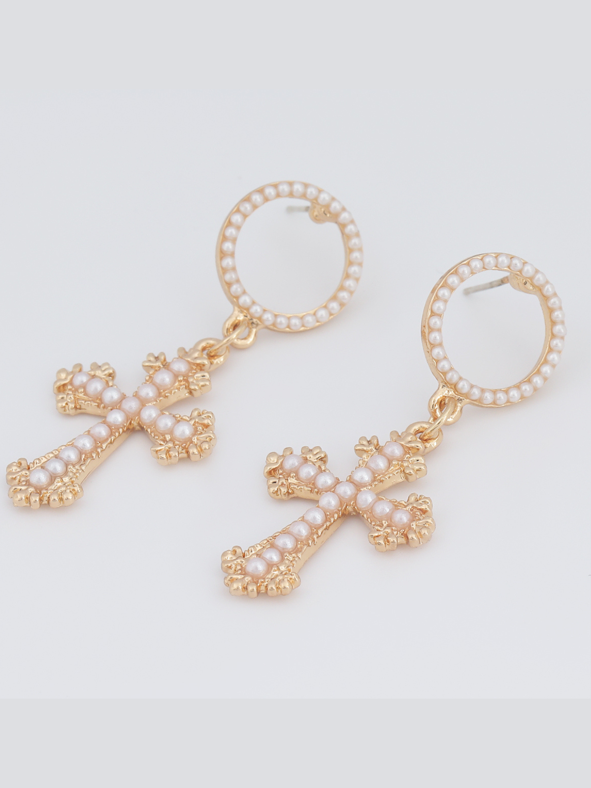 Girls Formal Accessories | Pearled Cross Earrings | Girls Boutique