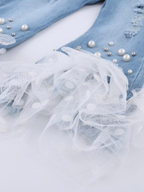 Fall Clothes For Kids | Mesh Polka Dot Pearl Jeans | Girls Boutique