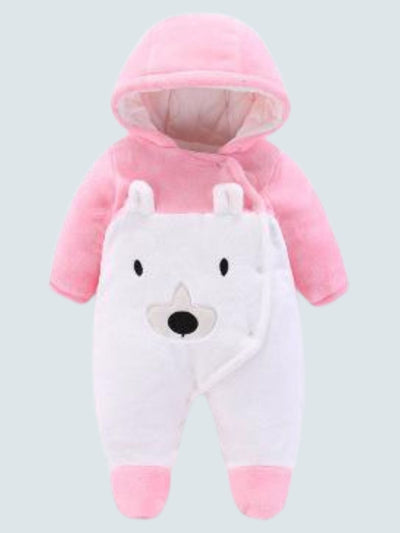 Baby Bear Necessities Hooded Fleece Footie Pajamas - Pink