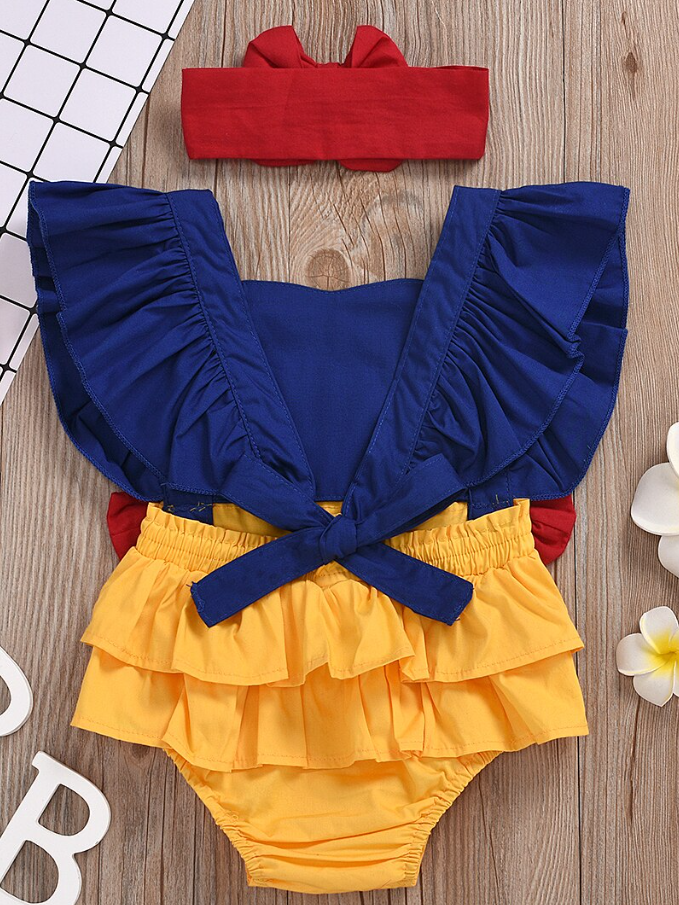 Baby Pretty Snow White Inspired Onesie and Matching Headband Set
