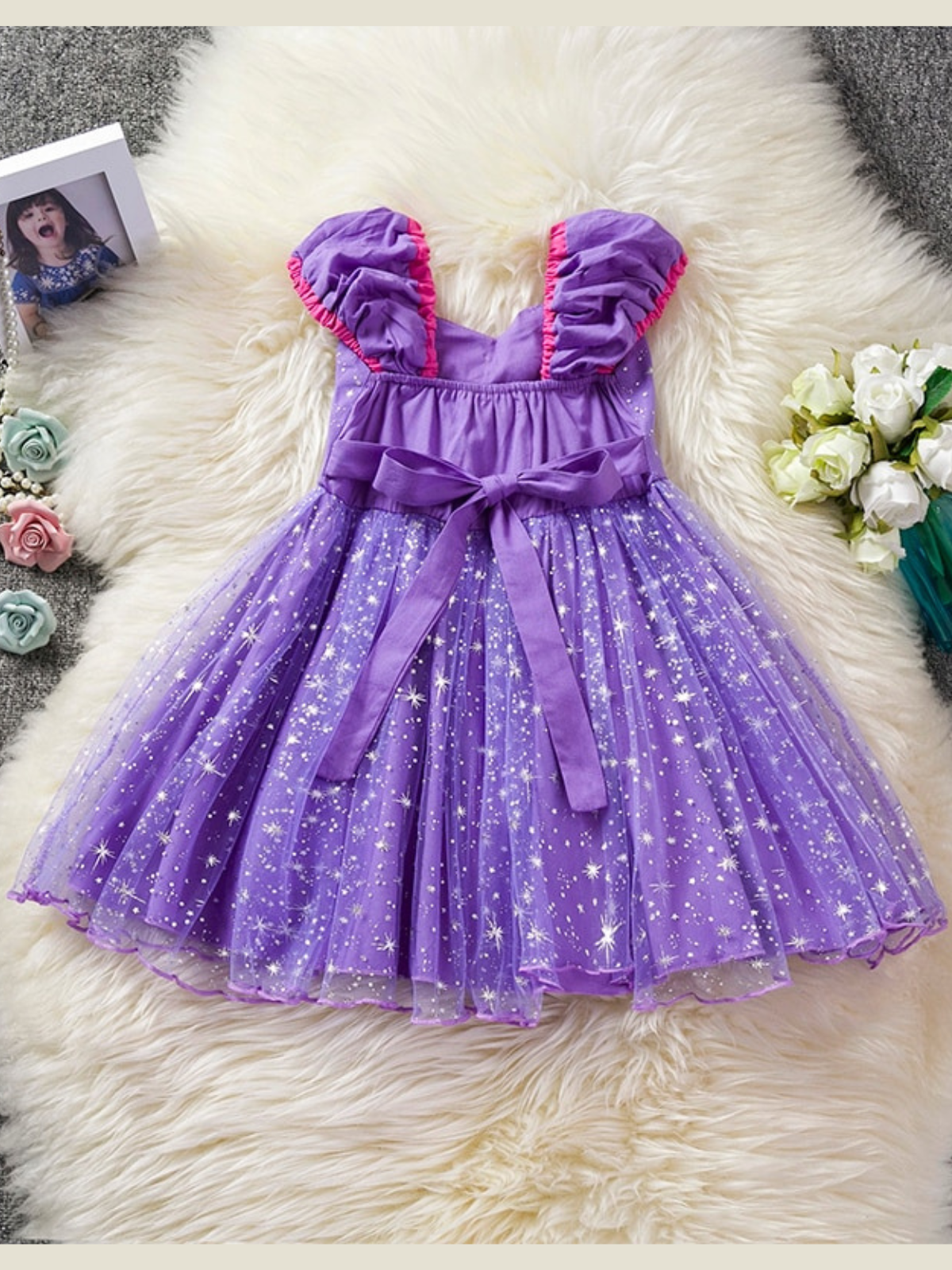 Princess Dress For Little Girls | Purple Star Sparkle Princess Dress