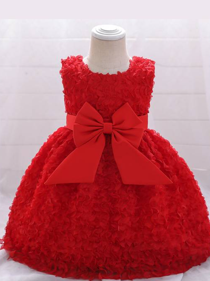 Baby Formal Dress with large bow red