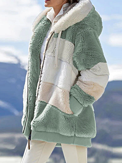Women's Hooded Plush Faux Fur Jacket