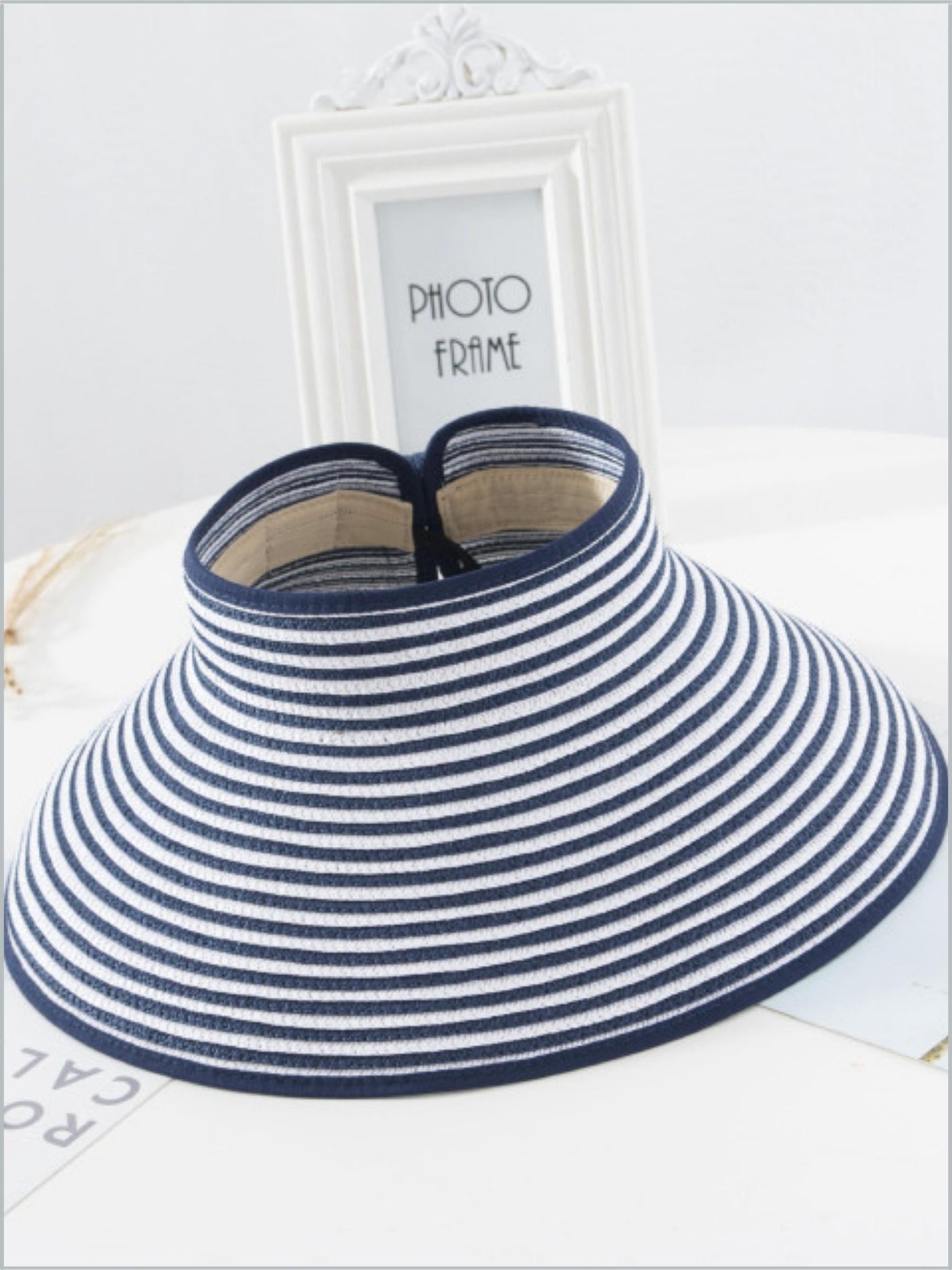 Women's Pinstripe Straw Visor Hat