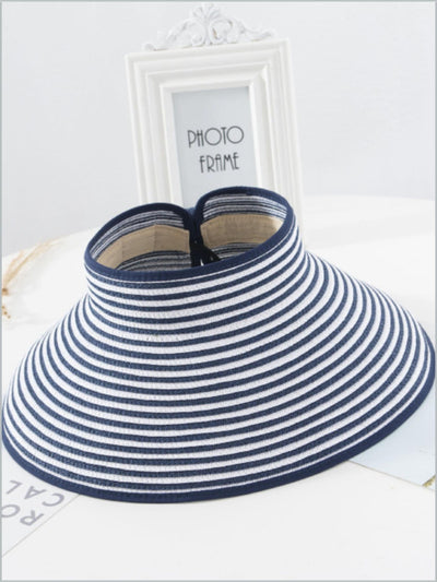 Women's Pinstripe Straw Visor Hat
