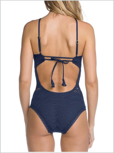 Women's High Neck Halter Style Lace One Piece Swimsuit - Mia Belle Girls