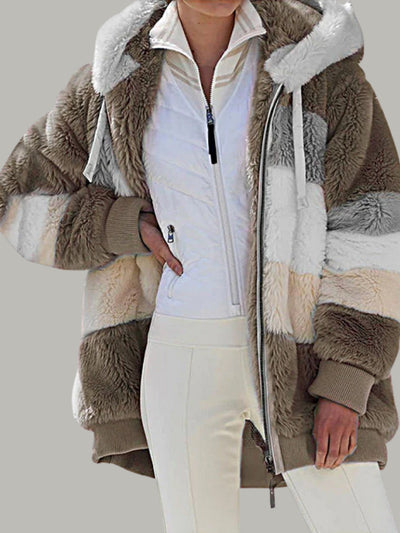 Women's Hooded Plush Faux Fur Jacket