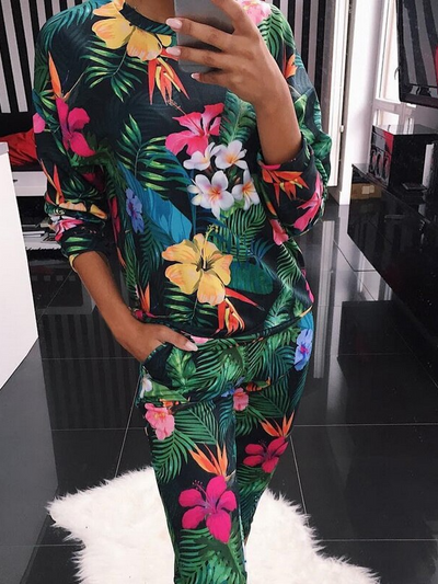 Women's Flower Garden Loungewear Jogger Set