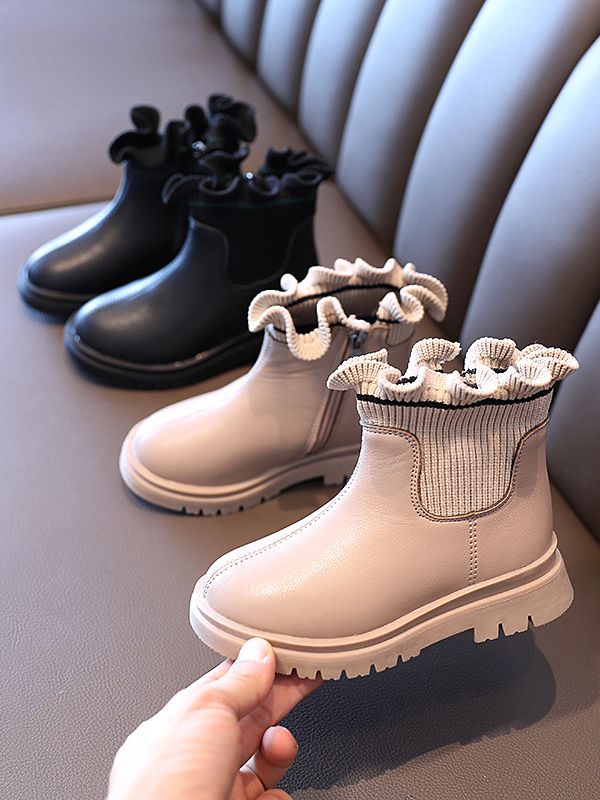 Little Girls Shoes By Liv & Mia | Ruffle Sock Boots - Mia Belle Girls