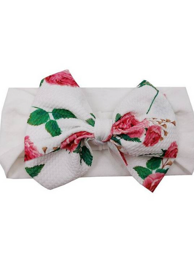 Baby Bow Headband floral white