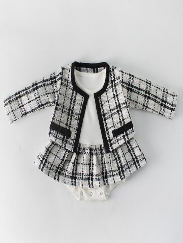 Baby Preppy Chic Tweed Skirted Onesie & Blazer Set - Mia Belle Girls