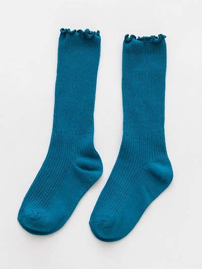 Little girls able-knit mid-calf socks with ruffle trim - Mia Belle Girls