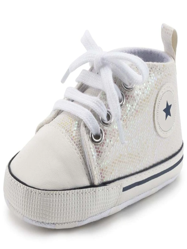 Baby First Steppers Mermaid Shimmer Anti-Slip Sneakers by Liv and Mia Beige