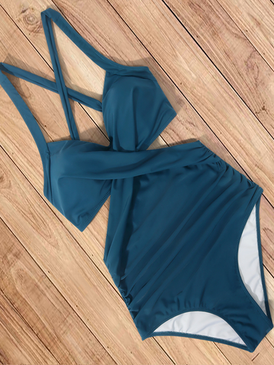 Women's Cut Out Halter Style One Piece Swimsuit - Mia Belle Girls