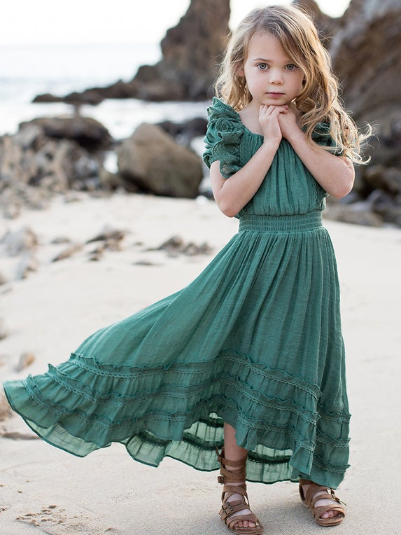 Evergreen Chic Hi-Lo Maxi Dress