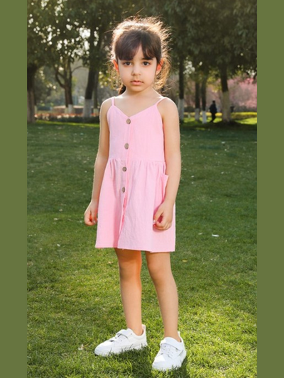 Mommy & Me Matching Dresses | Family Look Pink Buttoned Cotton Dress