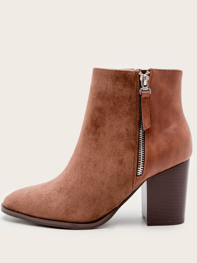 Women's Modern Classic Heeled Ankle Booties By Liv and Mia - Mia Belle Girls - brown