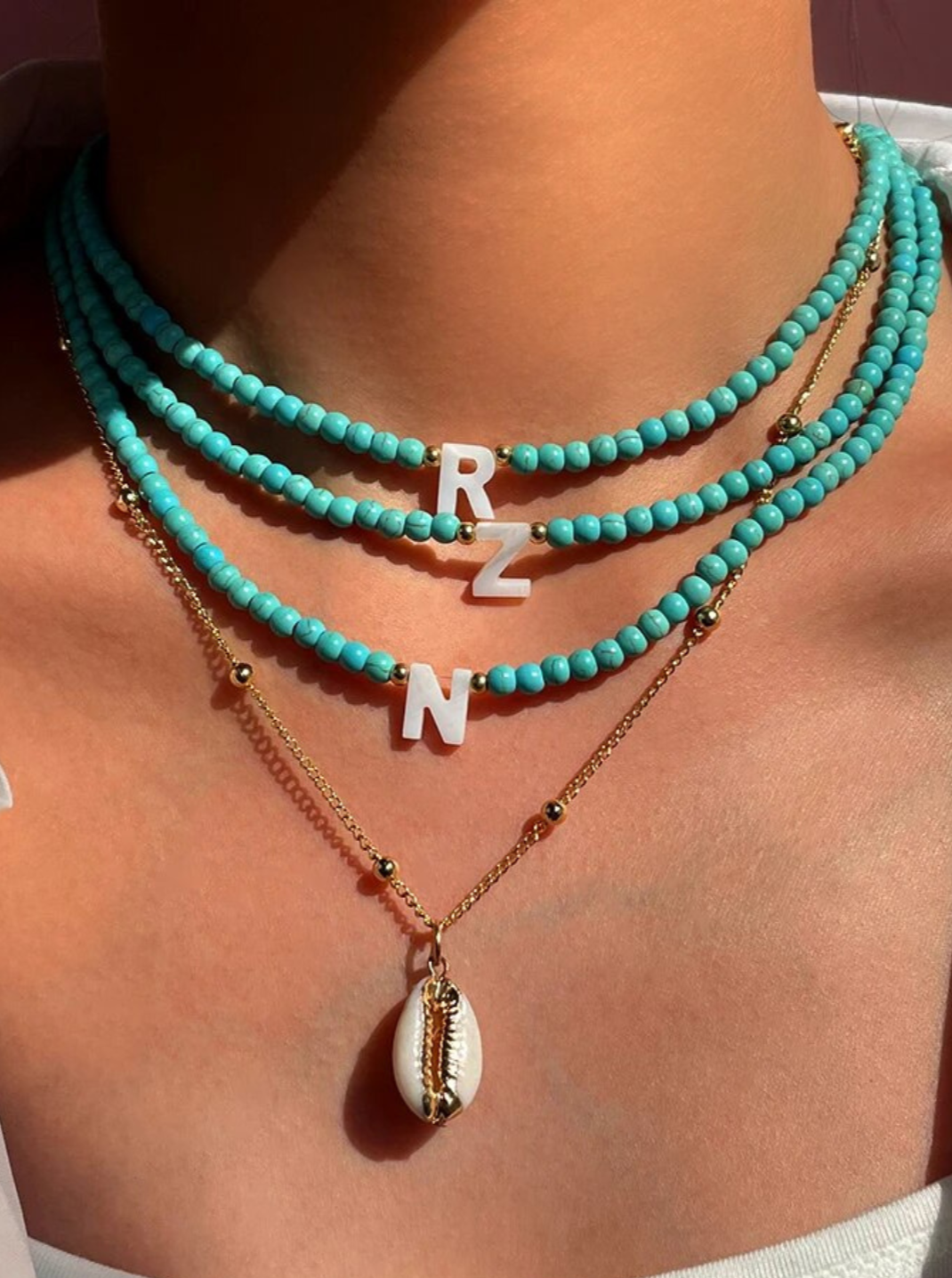 Girls Jewelry | Turquoise Beaded Initial Necklace | Mia Belle Girls