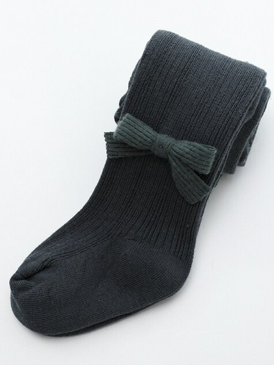 Baby Beautiful Bowknot Ribbed Leggings Grey