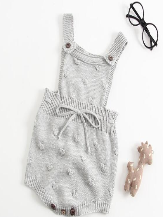 Baby I Heart My Romper Autumn Knit Drawstring Onesie - Grey