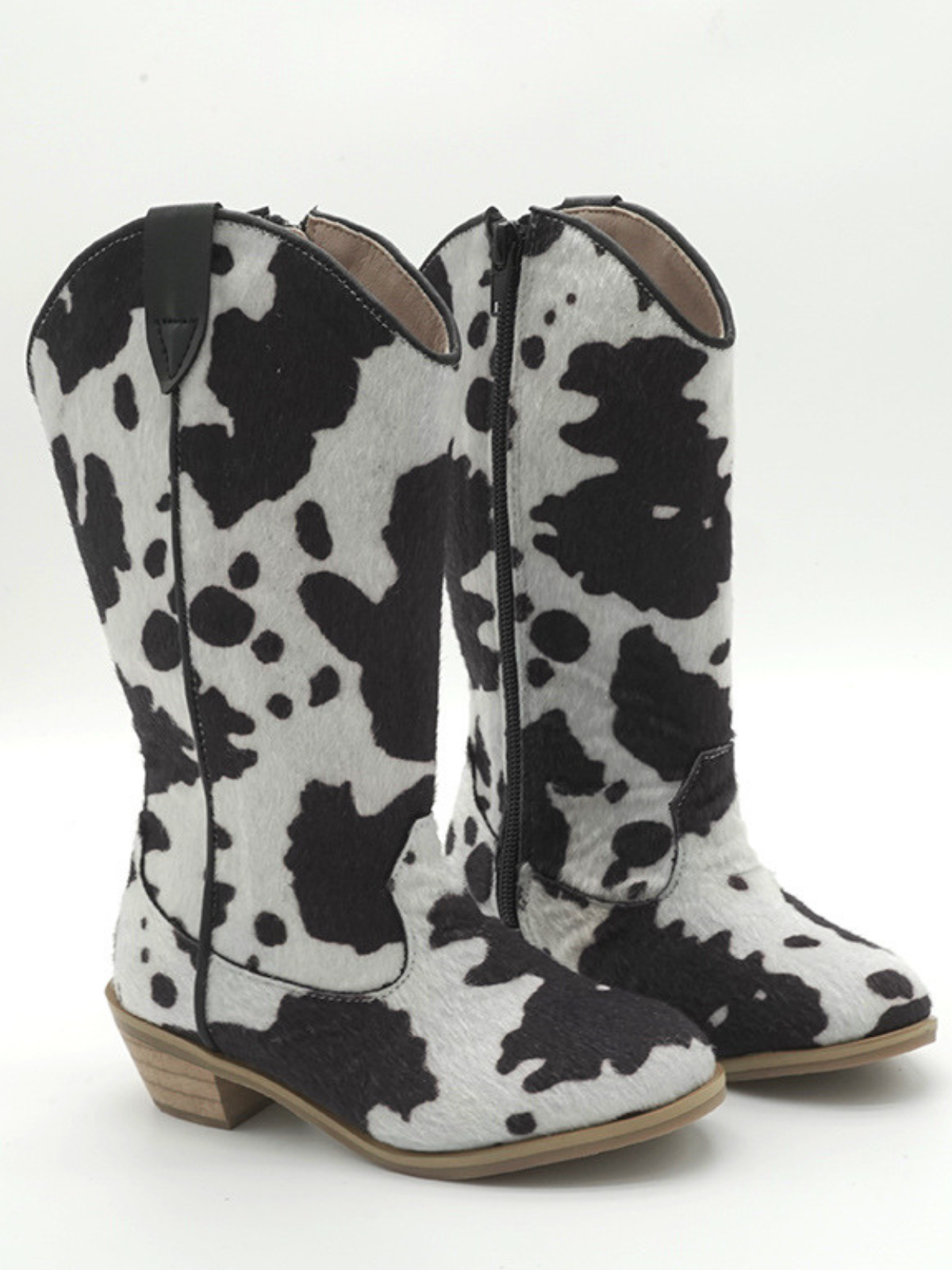 Kids Shoes By Liv & Mia | Girls Cute Cow Print Faux Fur Cowboy Boots