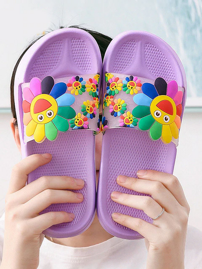 Women's Colorful Smile Sunflower Slides By Liv and Mia