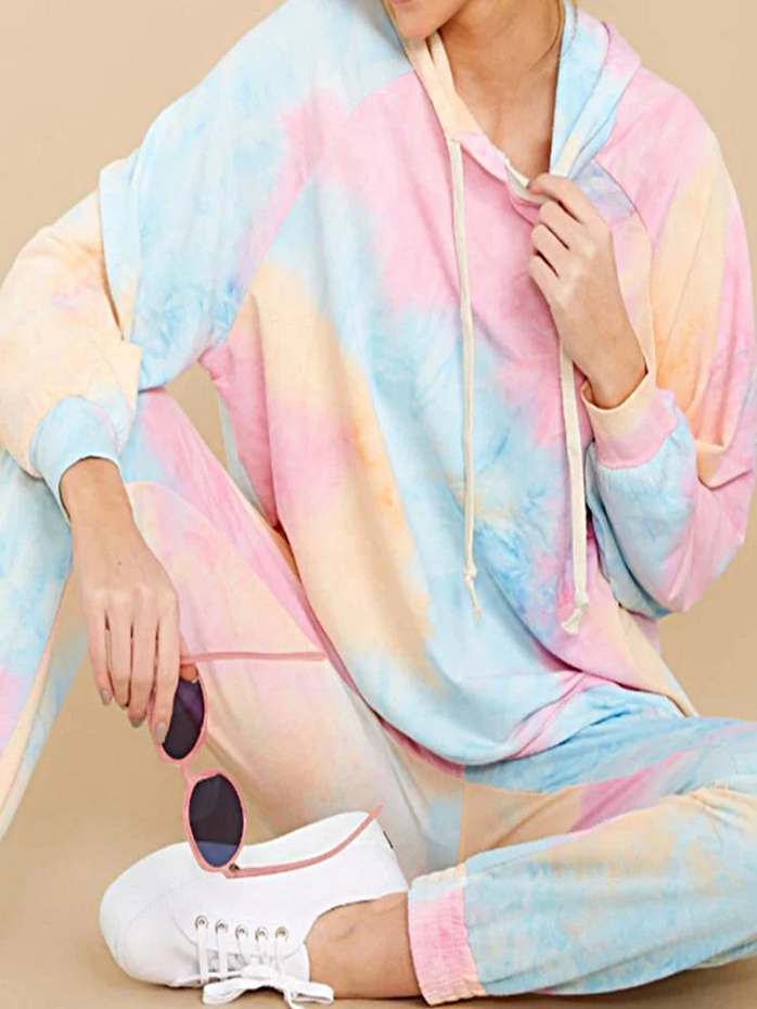 Women's Dramatic Tie-Dye Hooded Loungewear Jogger Set - Mia Belle Girls