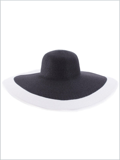 Women's Large Striped Brim Floppy Straw Hat