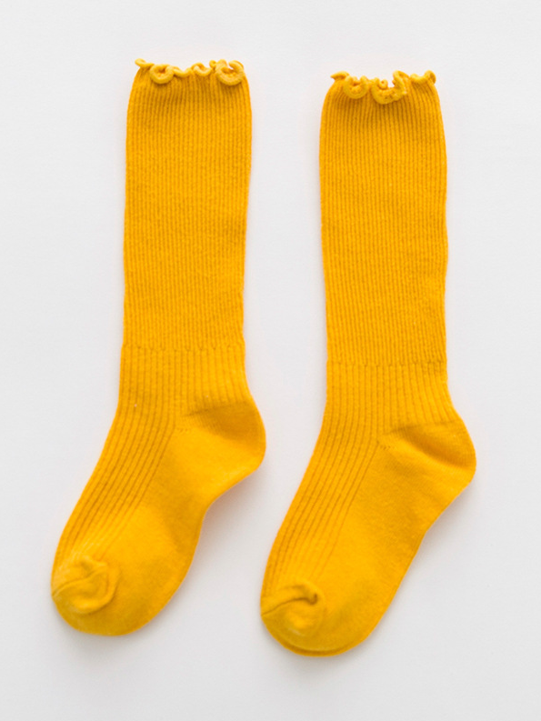 Little girls able-knit mid-calf socks with ruffle trim - Mia Belle Girls