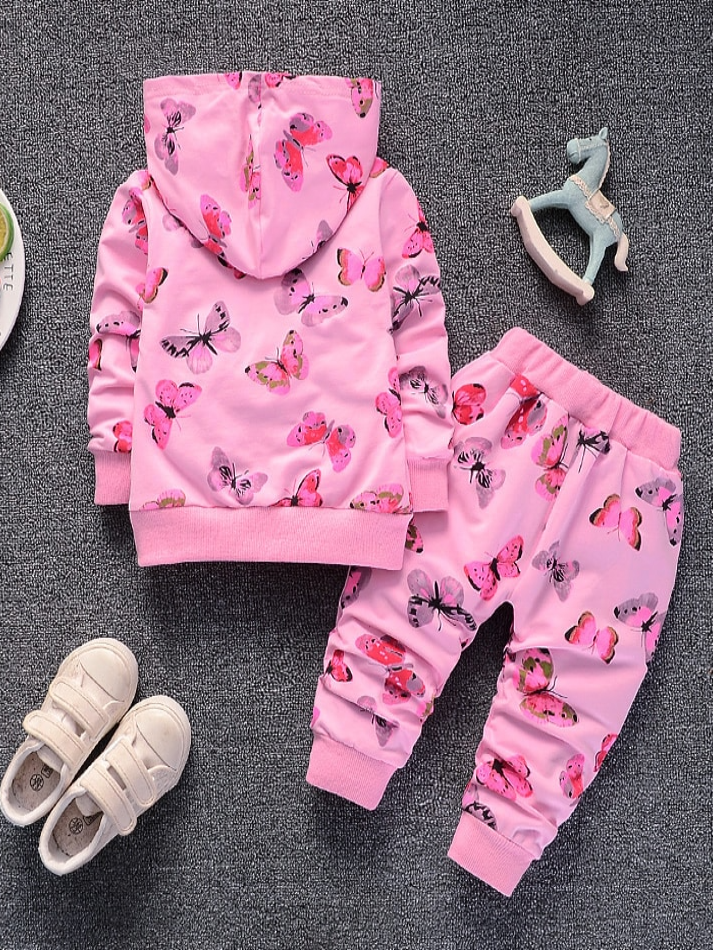 Baby Posh Butterfly Babe Hooded Jacket And Pants Set Pink