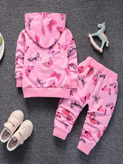 Baby Posh Butterfly Babe Hooded Jacket And Pants Set Pink