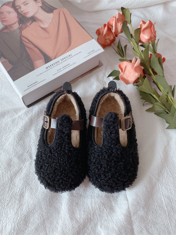 Wooly Warm T-Strap Flats by Liv and Mia