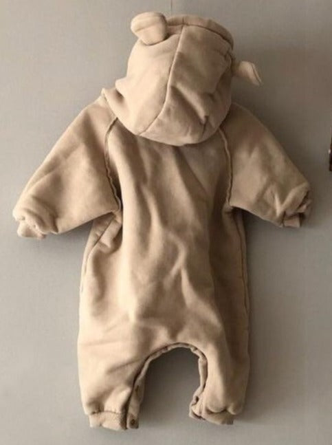 Baby Beary Cute Cuddly Romper Onesie With Drawstring Hoodie Pink