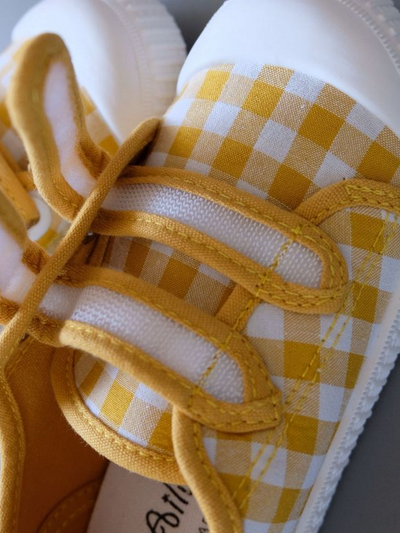 Shoes By Liv & Mia | Plaid Velcro Strap Sneakers - Mia Belle Girls