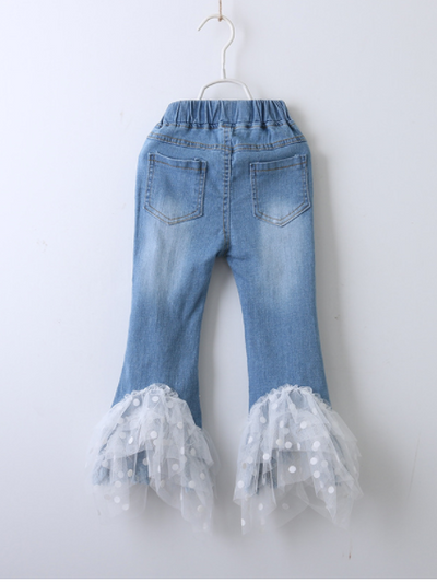 Fall Clothes For Kids | Mesh Polka Dot Pearl Jeans | Girls Boutique