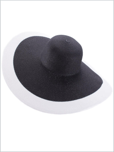 Women's Large Striped Brim Floppy Straw Hat