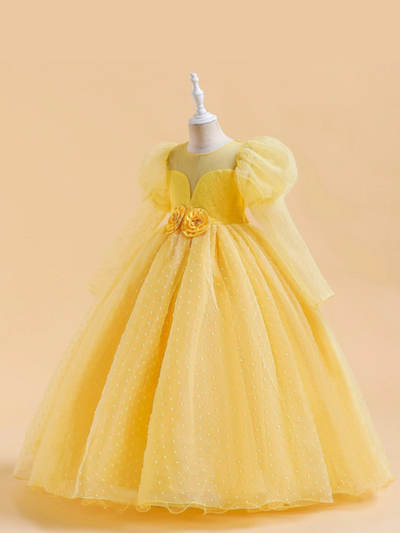 Belle Of The Ball Yellow Puff Sleeve Gown