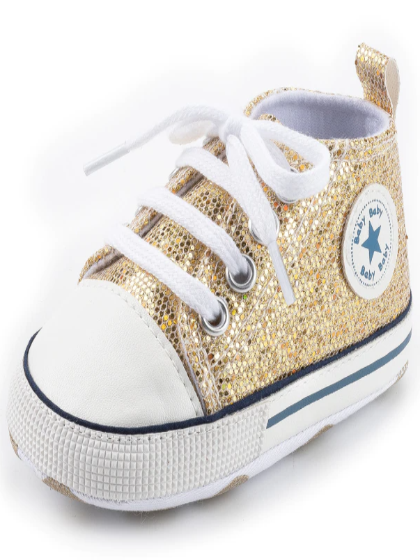Baby First Steppers Mermaid Shimmer Anti-Slip Sneakers by Liv and Mia Gold