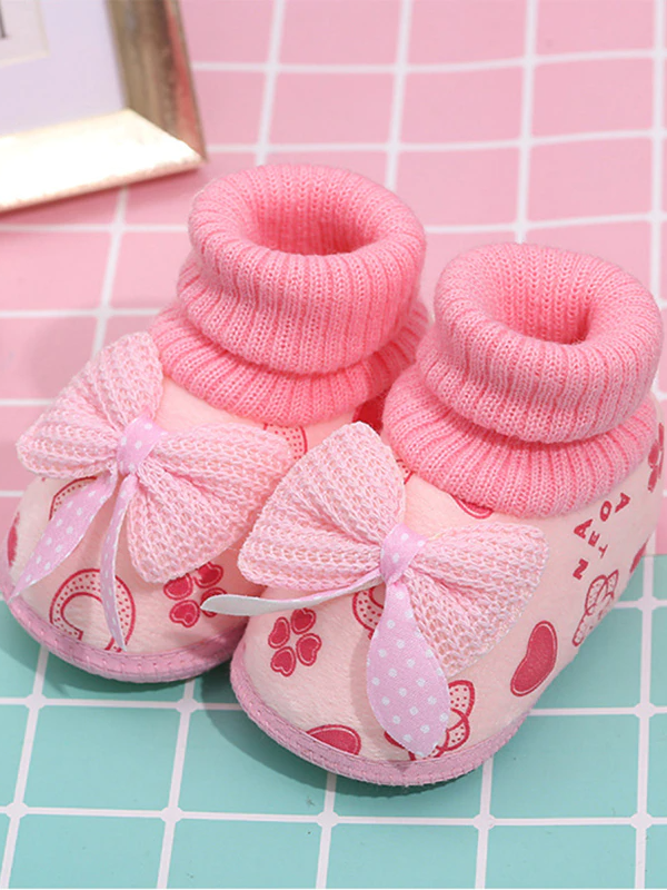Baby Sock It To Me Ribbed-Cuff Bow Socks Pink