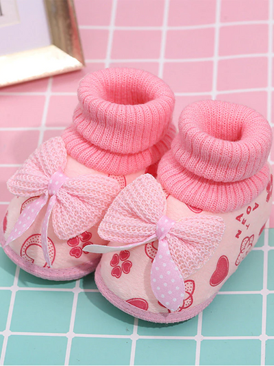 Baby Sock It To Me Ribbed-Cuff Bow Socks Pink
