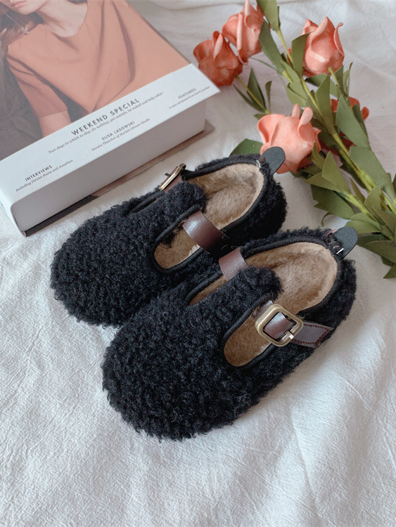 Wooly Warm T-Strap Flats by Liv and Mia