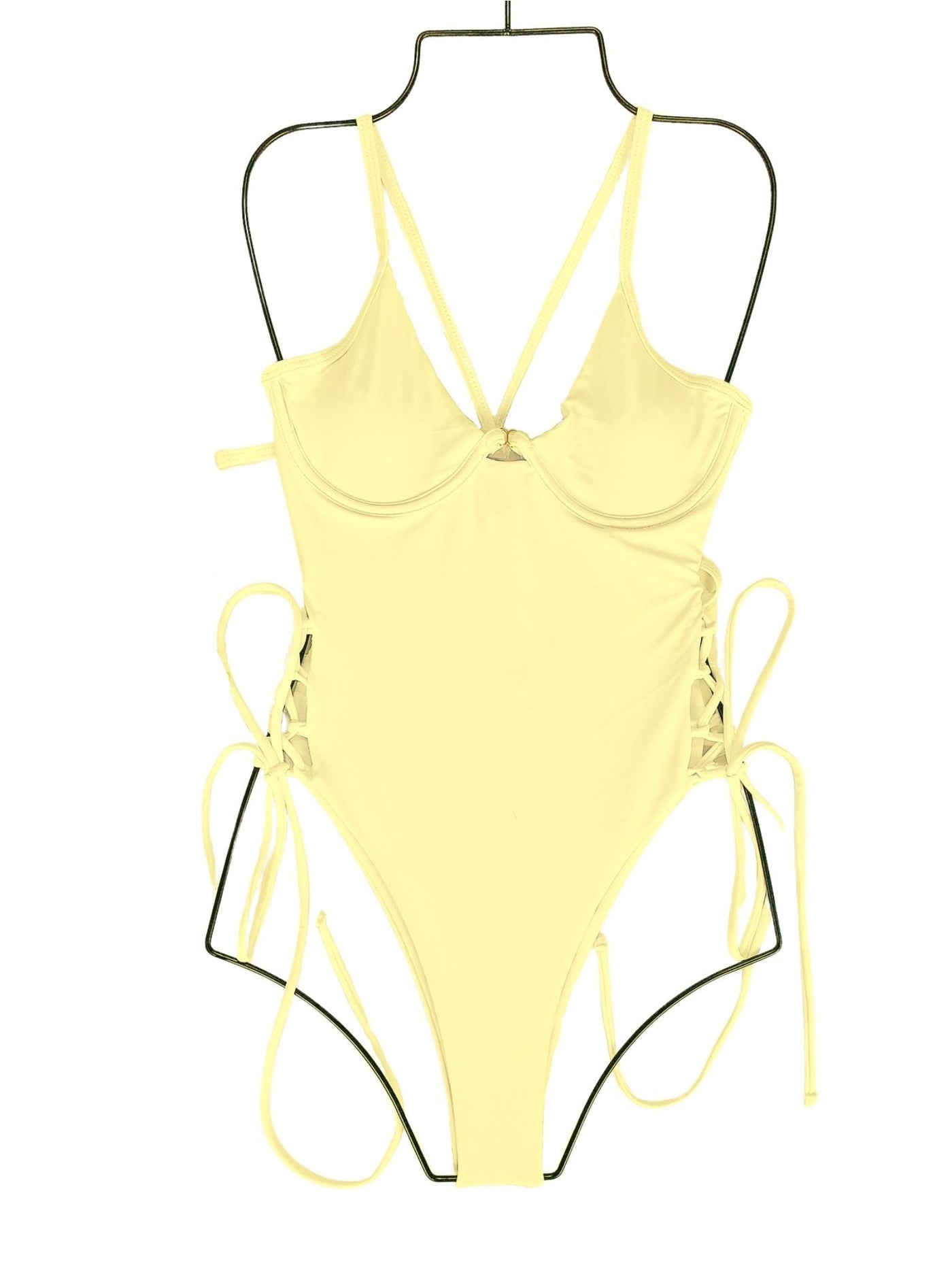 Women's Solid Push Up Side Lace Up Monokini Swimsuit - Mia Belle Girls